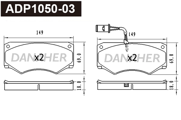 Brake Pad Set, disc brake (ADP1050-03)