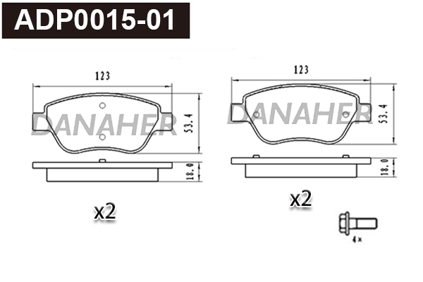 Brake Pad Set, disc brake (ADP0015-01)