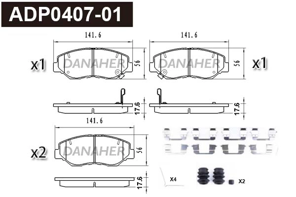 Brake Pad Set, disc brake (ADP0407-01)
