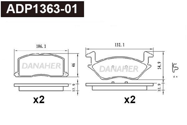 Brake Pad Set, disc brake (ADP1363-01)