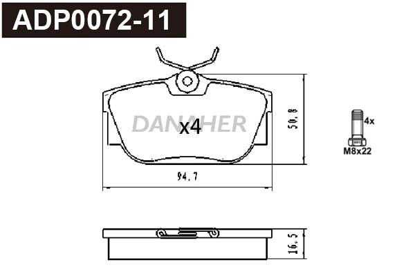Brake Pad Set, disc brake (ADP0072-11)