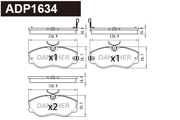 Brake Pad Set, disc brake (ADP1634)