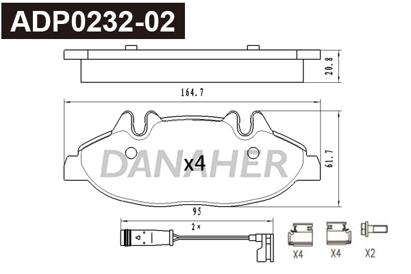 Brake Pad Set, disc brake (ADP0232-02)