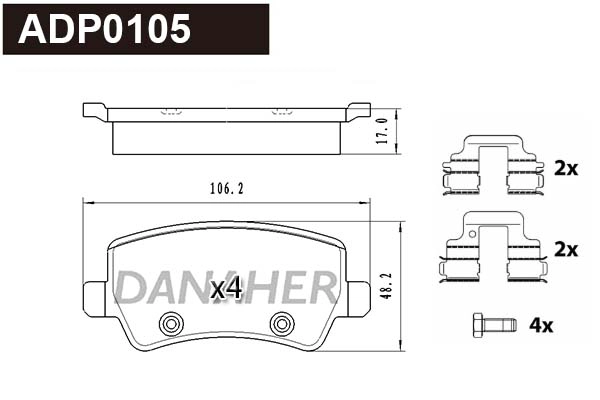 Brake Pad Set, disc brake (ADP0105)