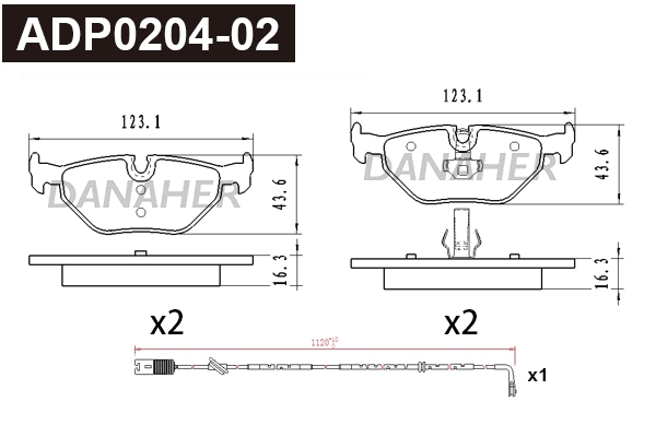 Brake Pad Set, disc brake (ADP0204-02)