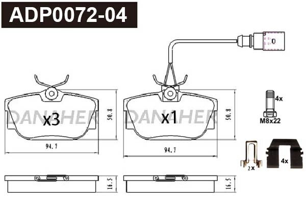 Brake Pad Set, disc brake (ADP0072-04)