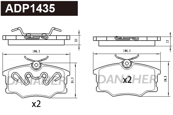 Brake Pad Set, disc brake (ADP1435)