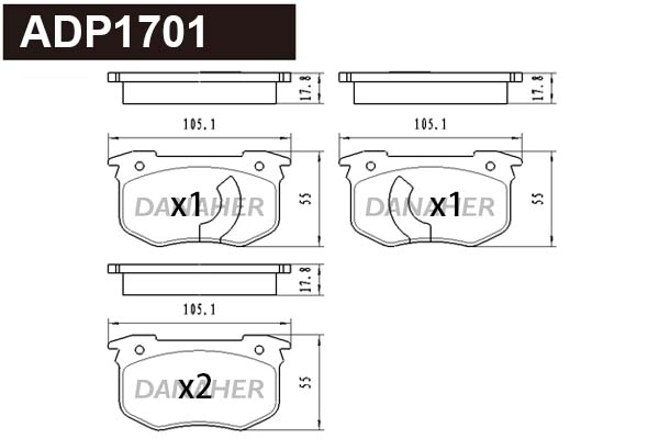 Brake Pad Set, disc brake (ADP1701)