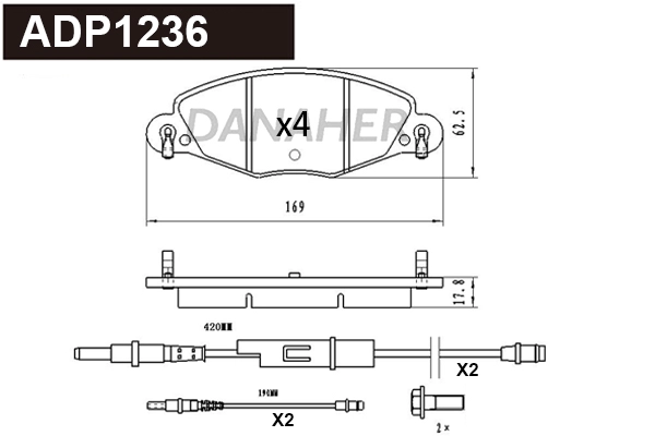 Brake Pad Set, disc brake (ADP1236)