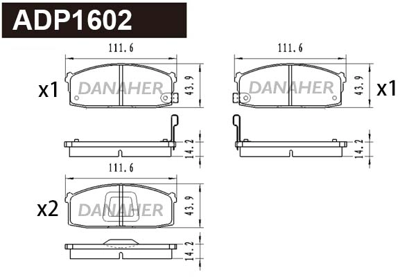 Brake Pad Set, disc brake (ADP1602)