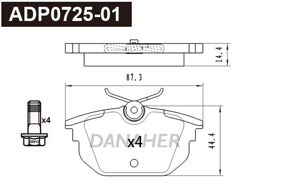 Brake Pad Set, disc brake (ADP0725-01)