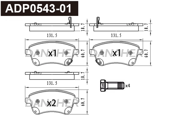 Brake Pad Set, disc brake (ADP0543-01)