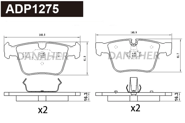 Brake Pad Set, disc brake (ADP1275)