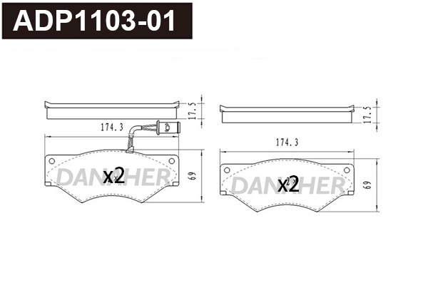 Brake Pad Set, disc brake (ADP1103-01)