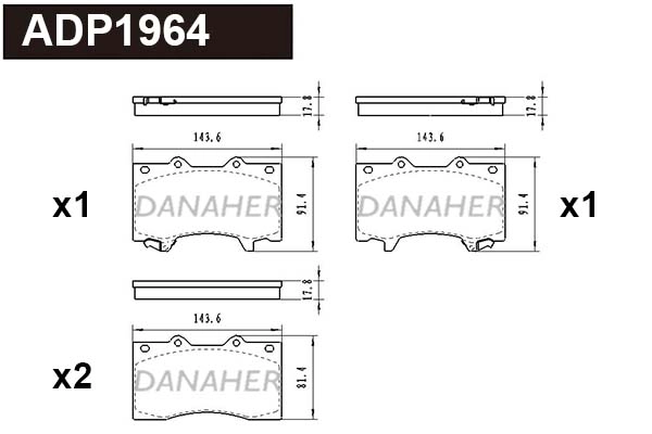 Brake Pad Set, disc brake (ADP1964)