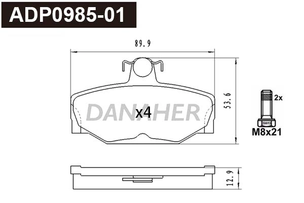 Brake Pad Set, disc brake (ADP0985-01)