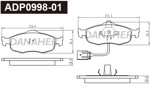 Brake Pad Set, disc brake (ADP0998-01)