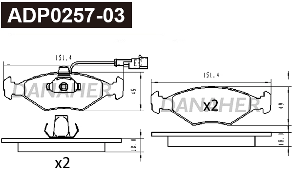 Brake Pad Set, disc brake (ADP0257-03)