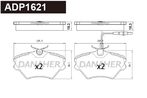 Brake Pad Set, disc brake (ADP1621)