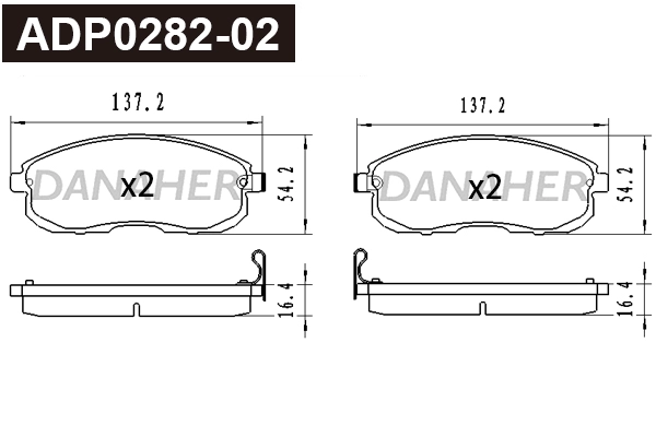Brake Pad Set, disc brake (ADP0282-02)
