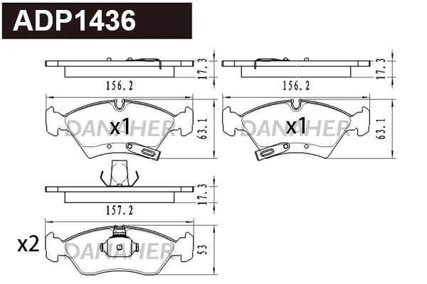 Brake Pad Set, disc brake (ADP1436)