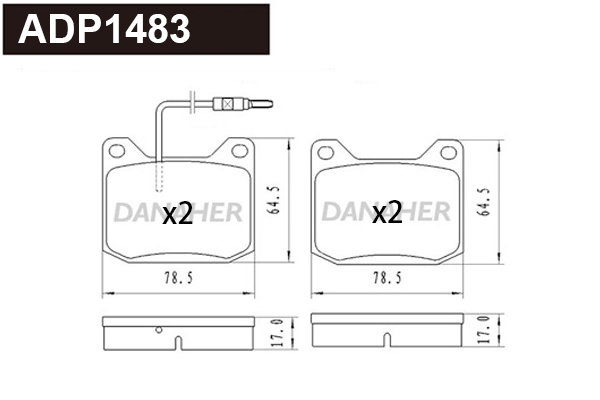 Brake Pad Set, disc brake (ADP1483)