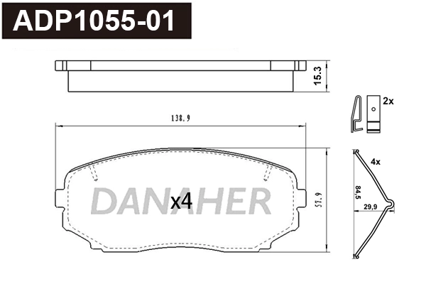 Brake Pad Set, disc brake (ADP1055-01)