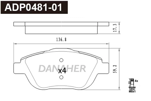 Brake Pad Set, disc brake (ADP0481-01)