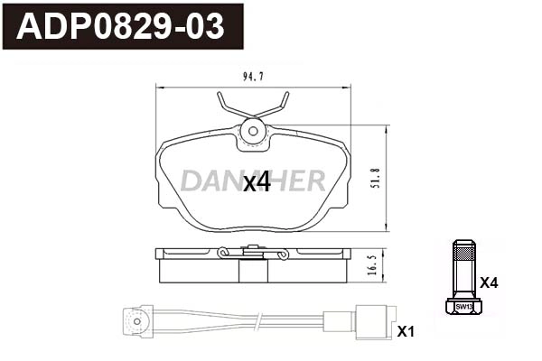 Brake Pad Set, disc brake (ADP0829-03)