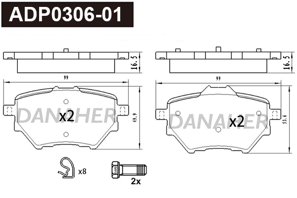 Brake Pad Set, disc brake (ADP0306-01)