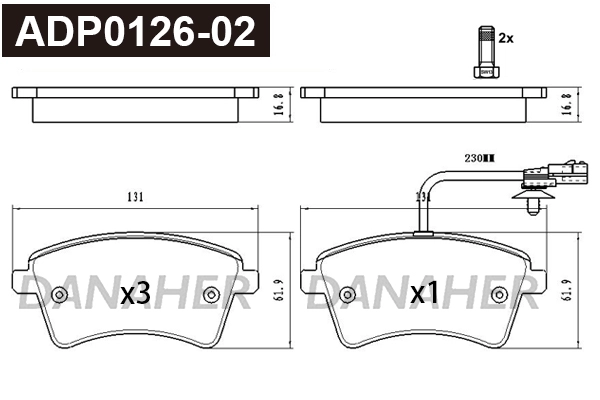 Brake Pad Set, disc brake (ADP0126-02)
