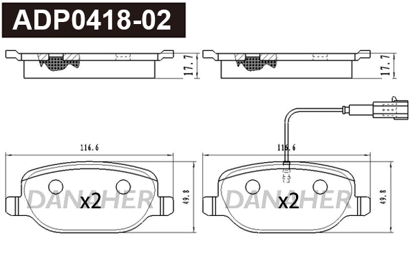 Brake Pad Set, disc brake (ADP0418-02)