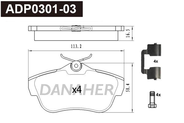 Brake Pad Set, disc brake (ADP0301-03)