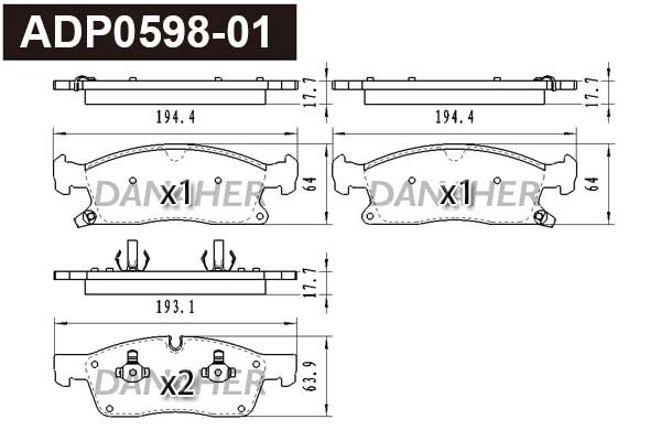 Brake Pad Set, disc brake (ADP0598-01)