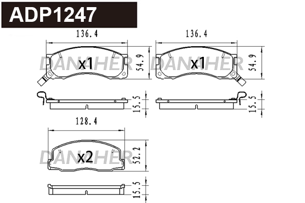 Brake Pad Set, disc brake (ADP1247)