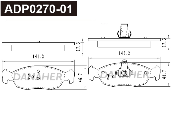 Brake Pad Set, disc brake (ADP0270-01)