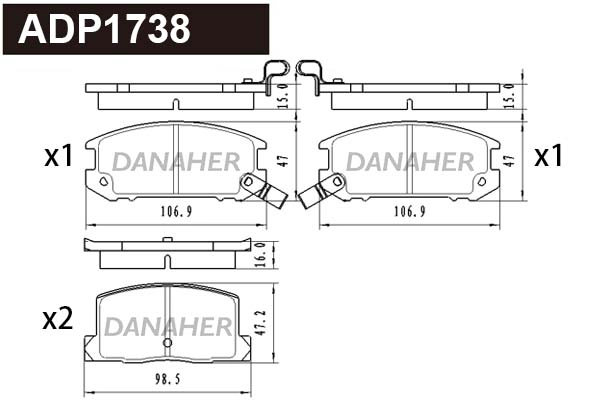 Brake Pad Set, disc brake (ADP1738)