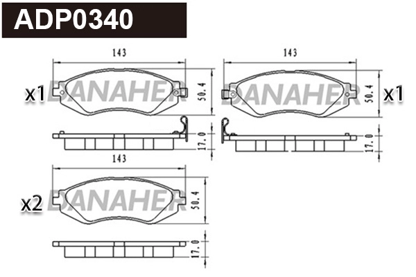 Brake Pad Set, disc brake (ADP0340)