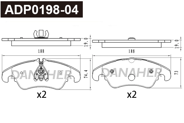 Brake Pad Set, disc brake (ADP0198-04)