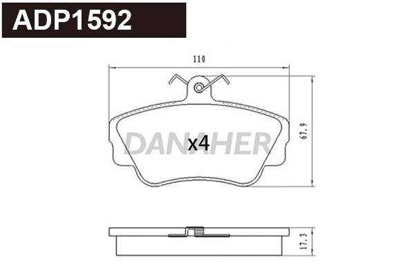 Brake Pad Set, disc brake (ADP1592)