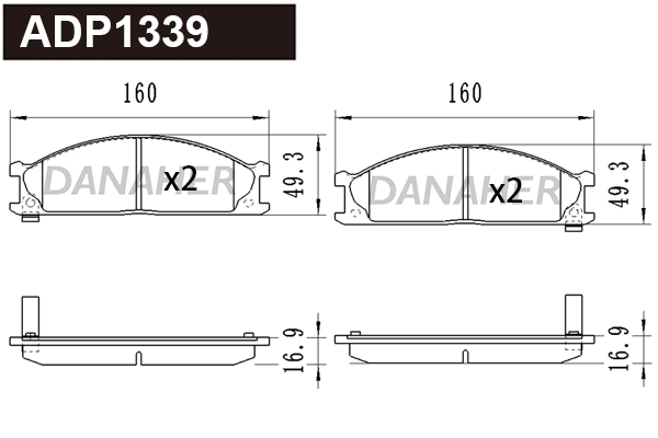 Brake Pad Set, disc brake (ADP1339)