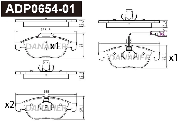 Brake Pad Set, disc brake (ADP0654-01)