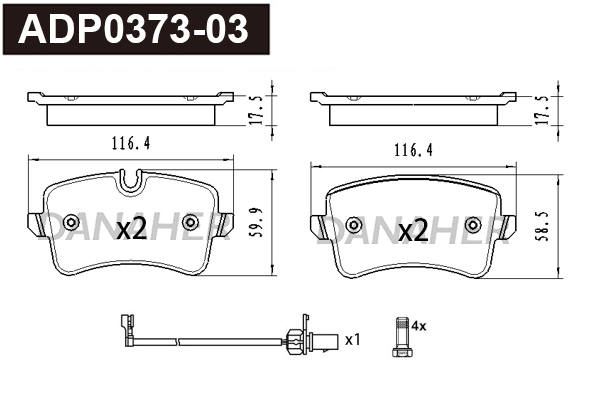Brake Pad Set, disc brake (ADP0373-03)