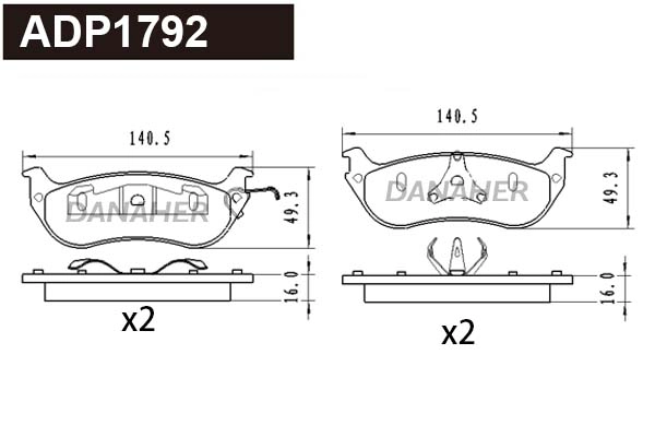 Brake Pad Set, disc brake (ADP1792)