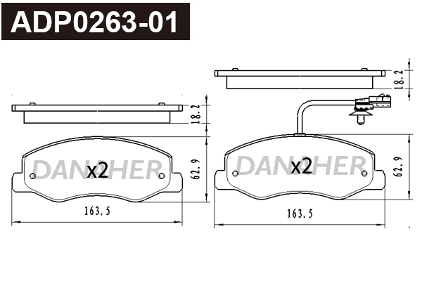 Brake Pad Set, disc brake (ADP0263-01)