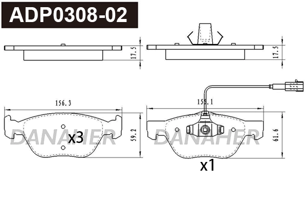 Brake Pad Set, disc brake (ADP0308-02)