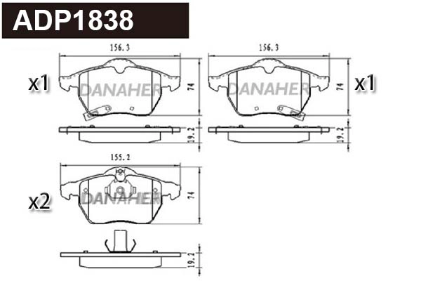Brake Pad Set, disc brake (ADP1838)