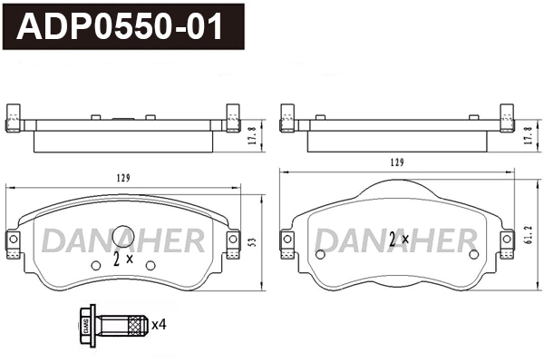 Brake Pad Set, disc brake (ADP0550-01)