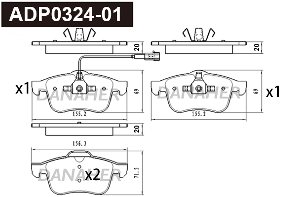 Brake Pad Set, disc brake (ADP0324-01)