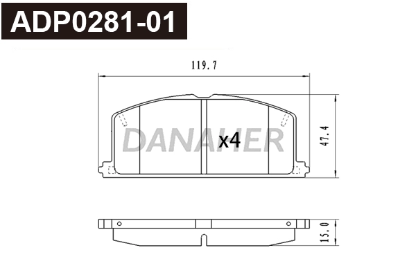Brake Pad Set, disc brake (ADP0281-01)